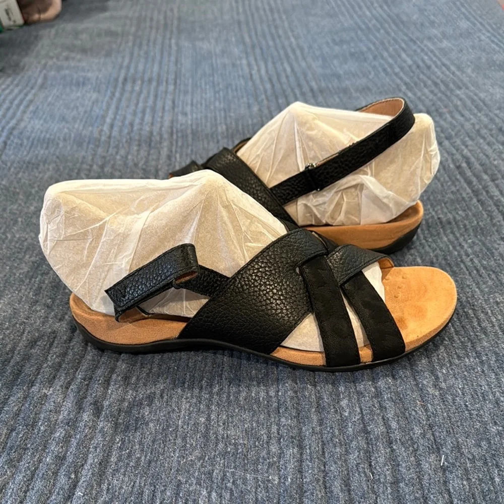 Vionic Eira Black Sandals with Cross Straps - Picture 1 of 4